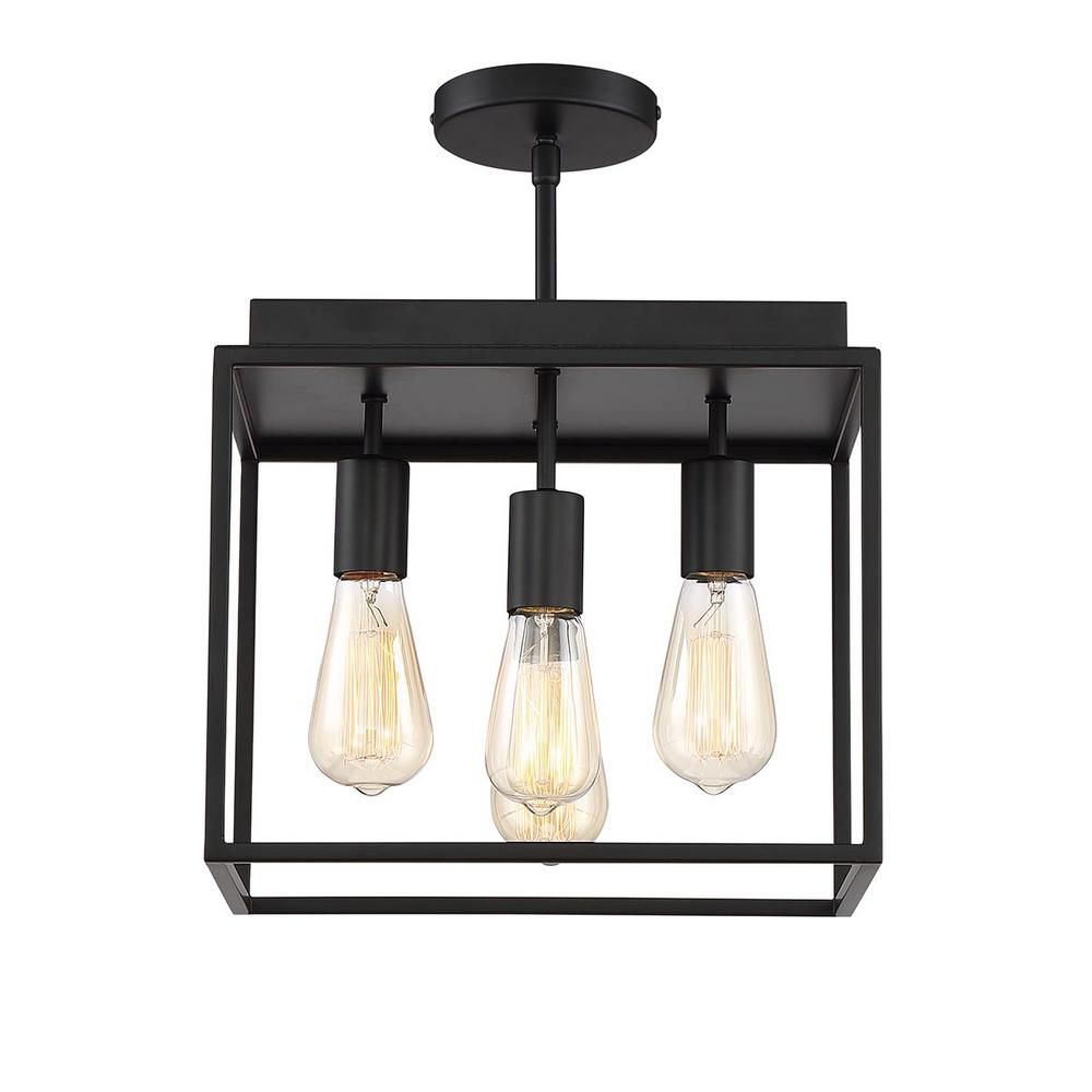Home Decorators Collection Rollins 13 in. 4-Light Black Semi Flush Mount Light | The Home Depot