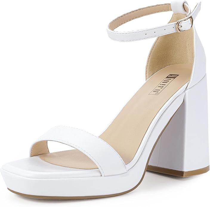 IDIFU IN4 Platform Heels High Heels Chunky Block Square Toe Heels Wedding Prom Bridal Bride Party... | Amazon (US)