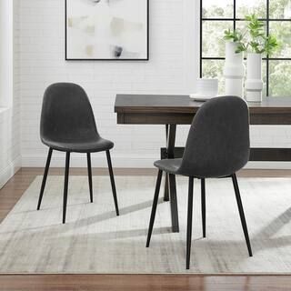 CROSLEY FURNITURE Weston Black Faux Leather Dining Chair (Set of 2) CF501619-BK - The Home Depot | The Home Depot