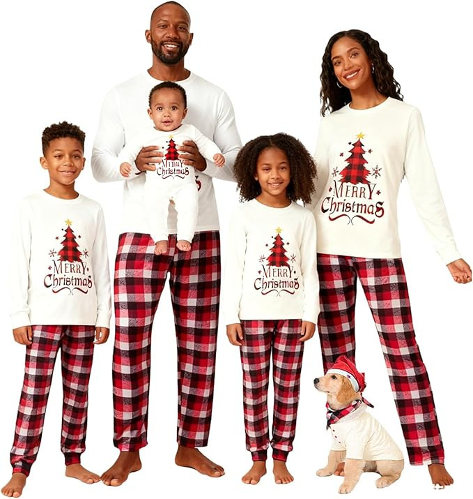 Christmas Newborn Baby Family Pajamas Matching Sets Long Sleeve Top Plaid Pant Holiday Sleepwear ... | Amazon (US)