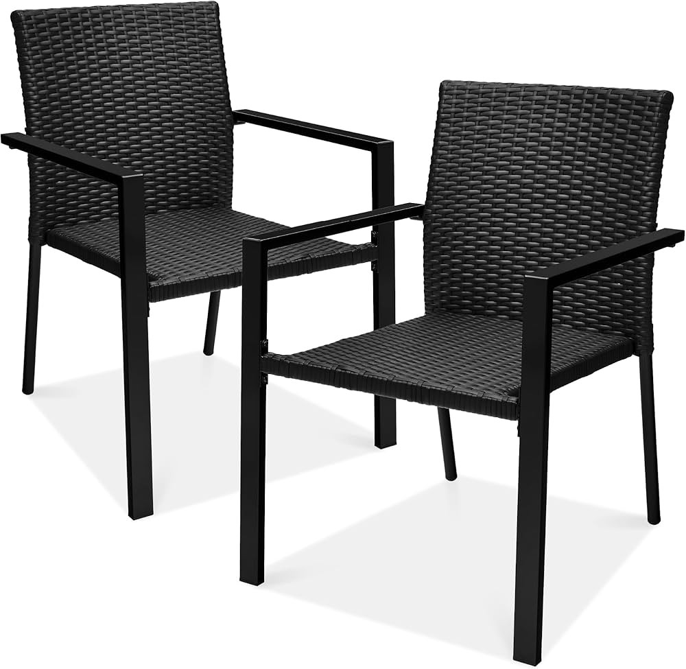 Best Choice Products Set of 2 Stackable Outdoor Wicker Dining Chairs All-Weather Firepit Armchair... | Amazon (US)