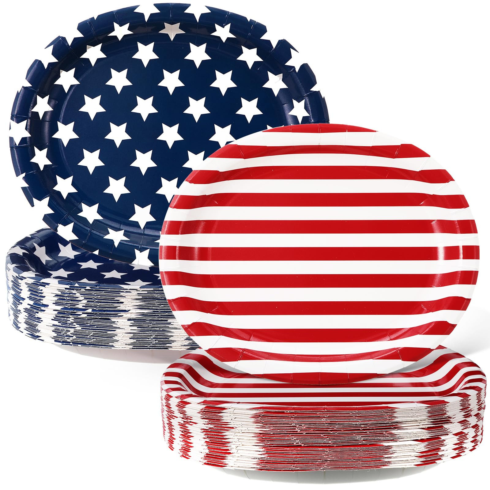 100 Pack Patriotic Party Supplies 12 x 10 in Oval 4th of July Paper Plates American Flag Dinner P... | Amazon (US)