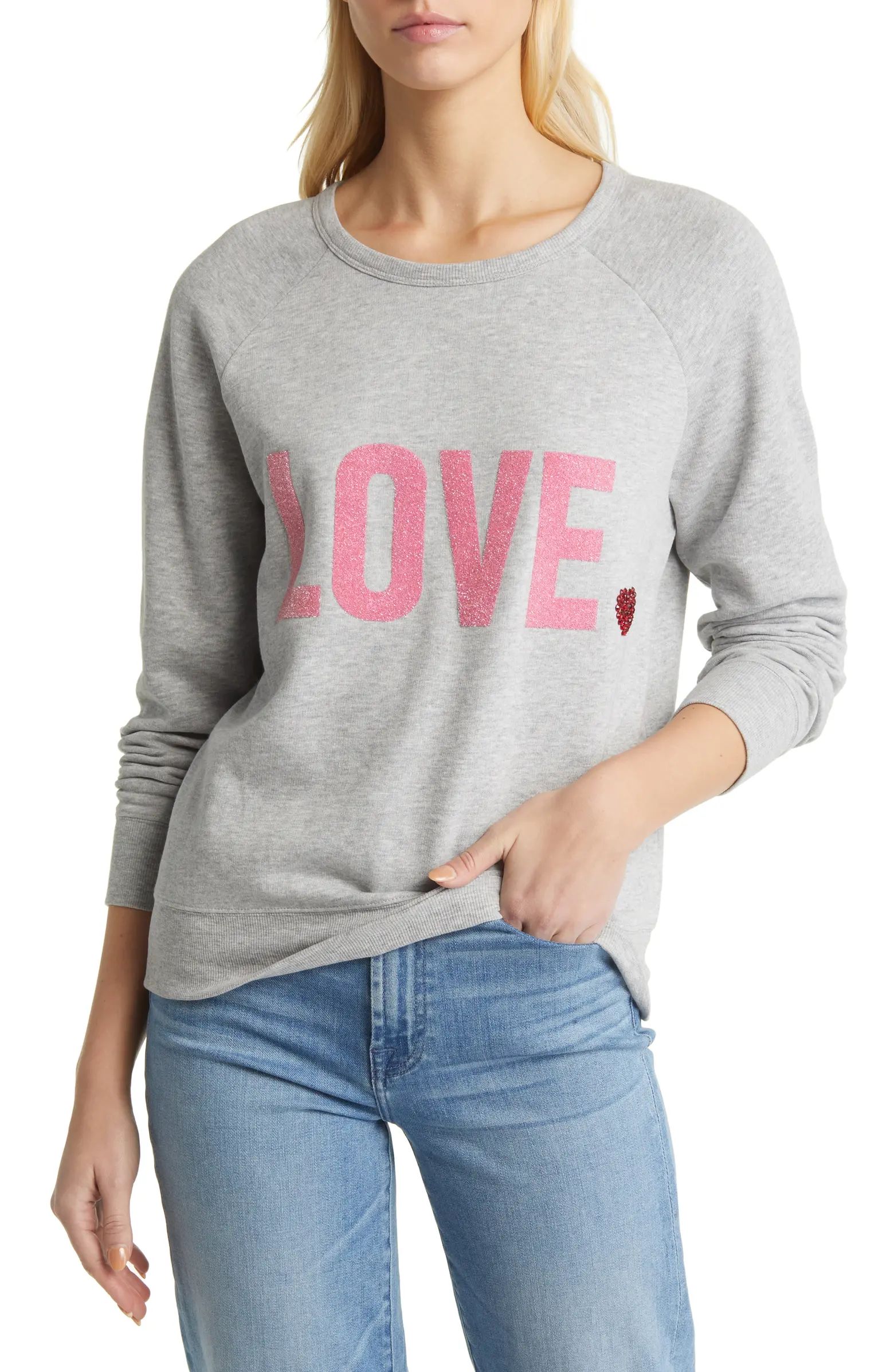 Caslon® Love Embellished Graphic Sweatshirt | Nordstrom | Nordstrom