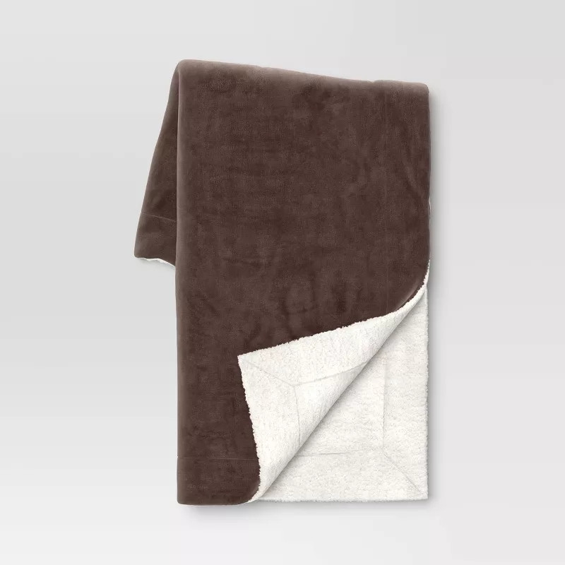 Solid Plush Throw Blanket with Sherpa Reverse - Threshold™ | Target
