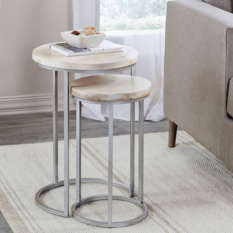 FirsTime & Co. Natural and Silver Isla Nesting End Table 2-Piece Set, Side Table, Night Stand, Ac... | Amazon (US)