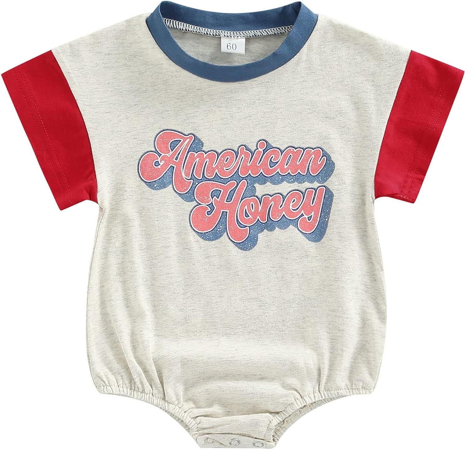 Infant Baby Girl Boy Crewneck Rompers Oversized Short Sleeve Letter Contrast Color T-Shirt Top Jumps | Amazon (US)