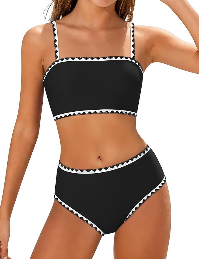 Girls Swimsuit Adjustable Shoulder Straps with Chest Pad Bikini with Cover Up Skirt 3 Piece Bathi... | Amazon (US)