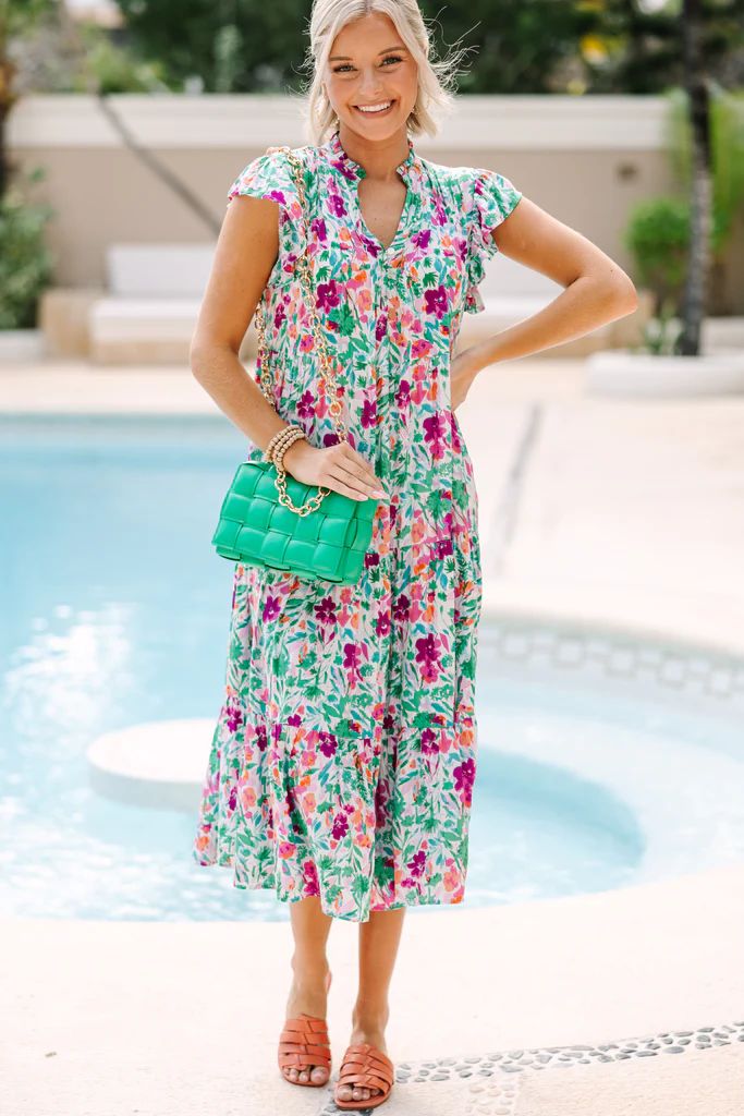 Real Love Magenta Purple Floral Midi Dress | The Mint Julep Boutique