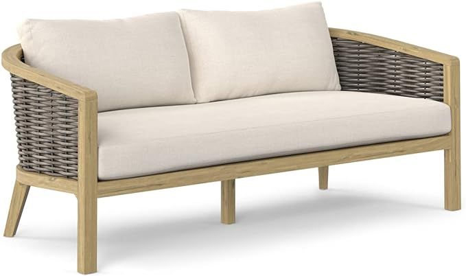SIMPLIHOME Parkside 70 Inch Wide Contemporary Outdoor Sofa in Natural Polyester Fabric, Fully Ass... | Amazon (US)