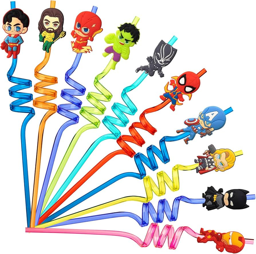Amazon.com: AOLDHYY NITELUO 25Pcs Superhero Party Favors Reusable Drinking Straws,10 Designs Cart... | Amazon (US)