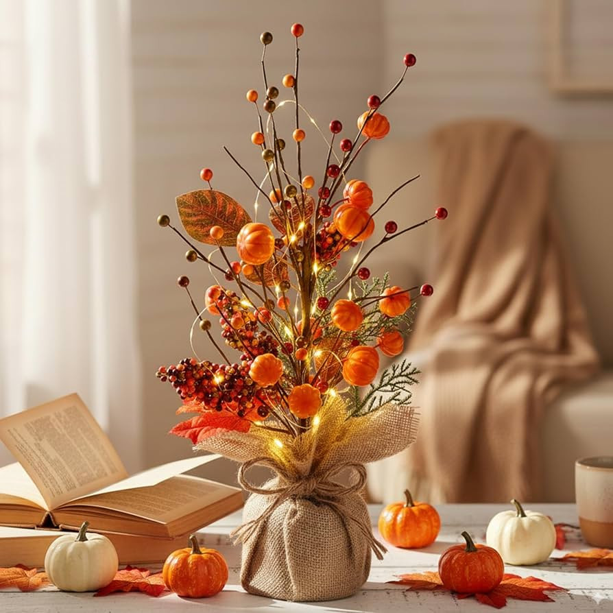 Pinkunn Fall Thanksgiving Centerpieces for Tables Decorations 16 Inch Lighted Fall Tree Tabletop ... | Amazon (US)