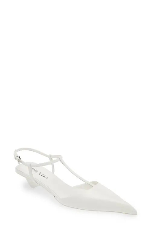 Prada Modellerie Pointed Toe Kitten Heel Pump in White at Nordstrom, Size 9Us | Nordstrom