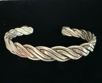 Vintage Sterling Silver 925 Wired Cuff Bangle Bracelet Taxco Mexico | eBay US