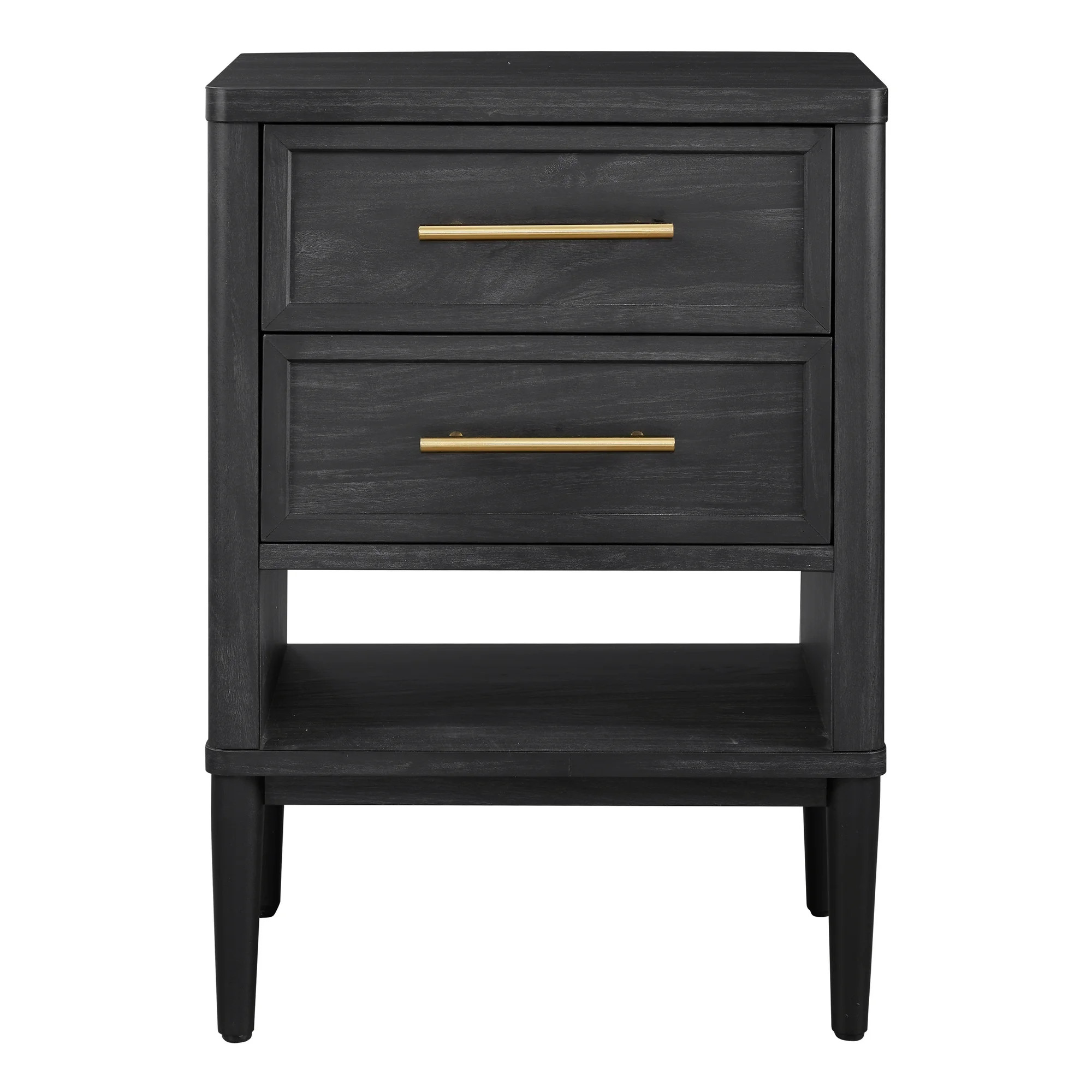 Better Homes & Gardens Oaklee 2 Drawer Nightstand, Charcoal Finish | Walmart (US)