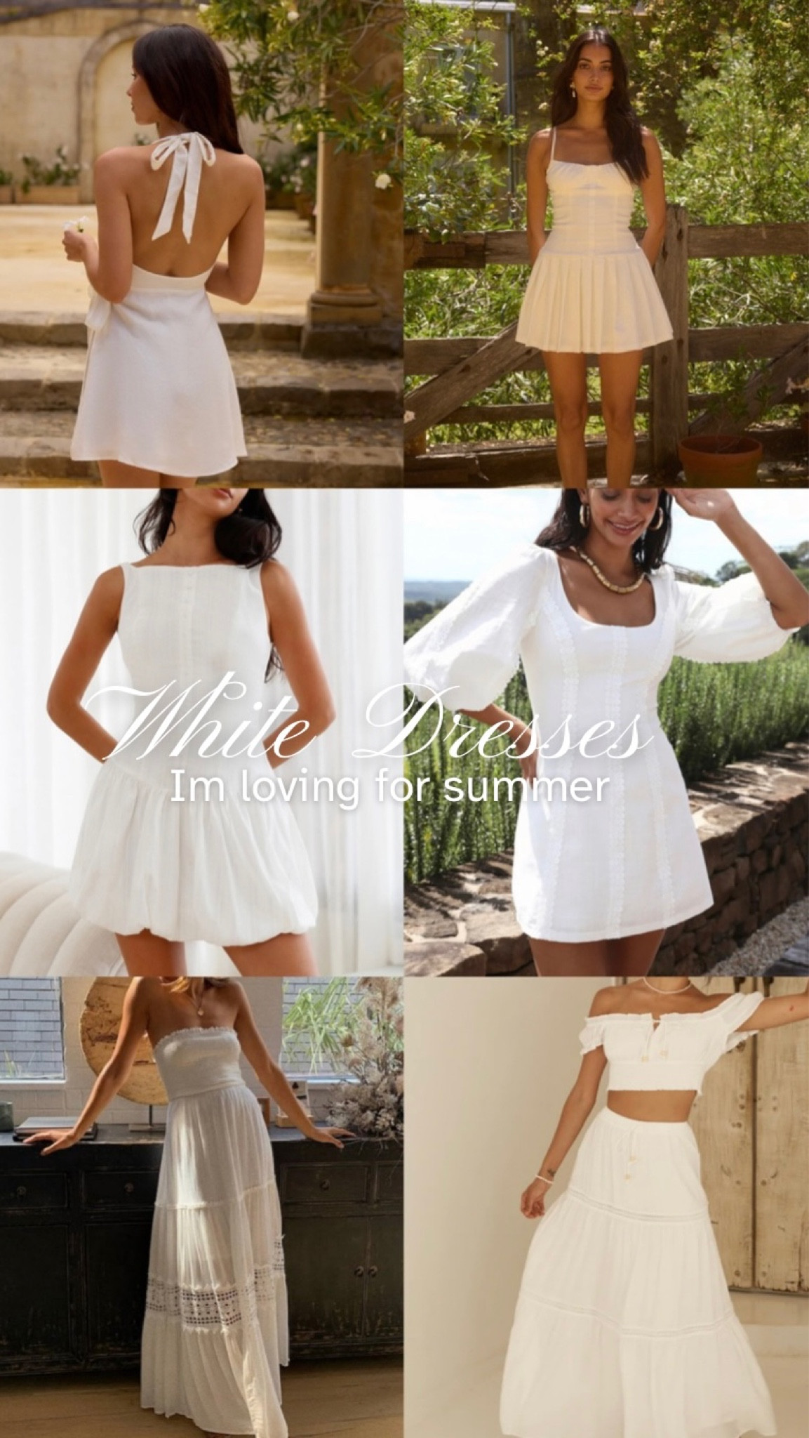 White dresses I’m loving for summer! They are giving euro summer ✨✨ you can use BRITHARVEY for a discount 🧚‍♀️🧚‍♀️