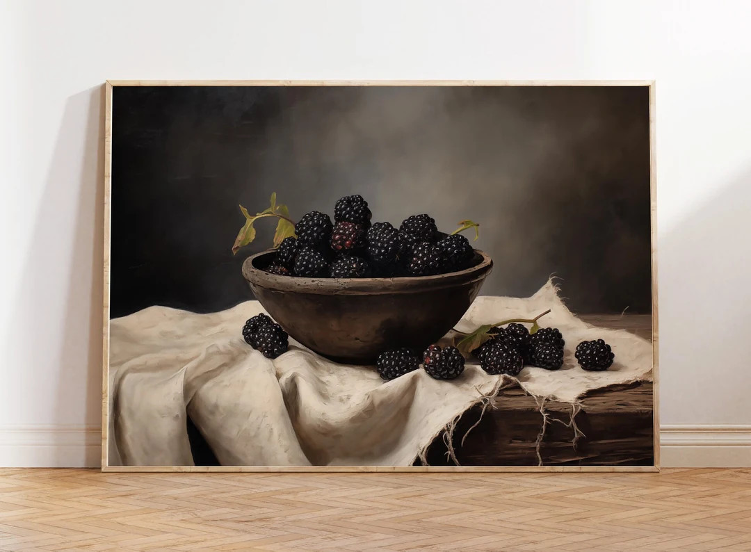 Blackberry Painting, Blackberry Art Print, PRINTABLE ART, Moody Still Life, Vintage Fruit Art, Ru... | Etsy (US)