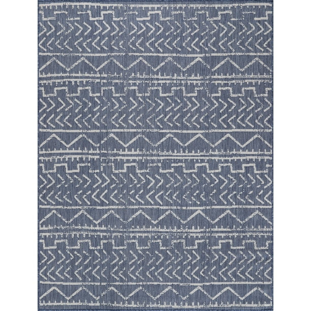 Beverly Rug Area Rugs 6' x 9' Coastal Hallway Boho Patio Poolside Rug Blue and White | Walmart (US)