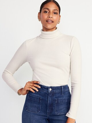 Fitted Plush Rib-Knit Turtleneck for Women | Old Navy (US)
