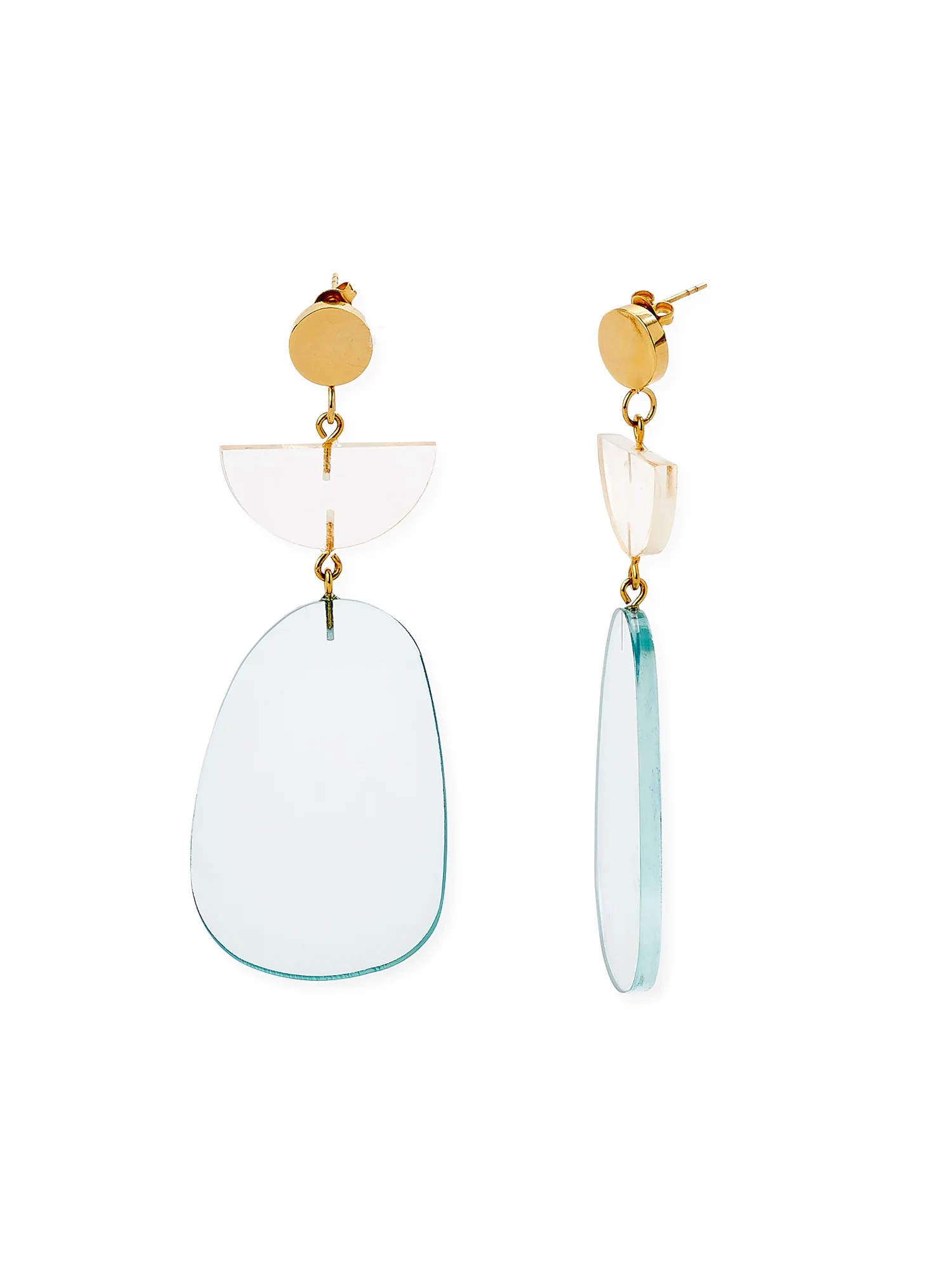 Scoop Women’s 14K Gold Flash-Plated Translucent Blue Resin Statement Earring - Walmart.com | Walmart (US)