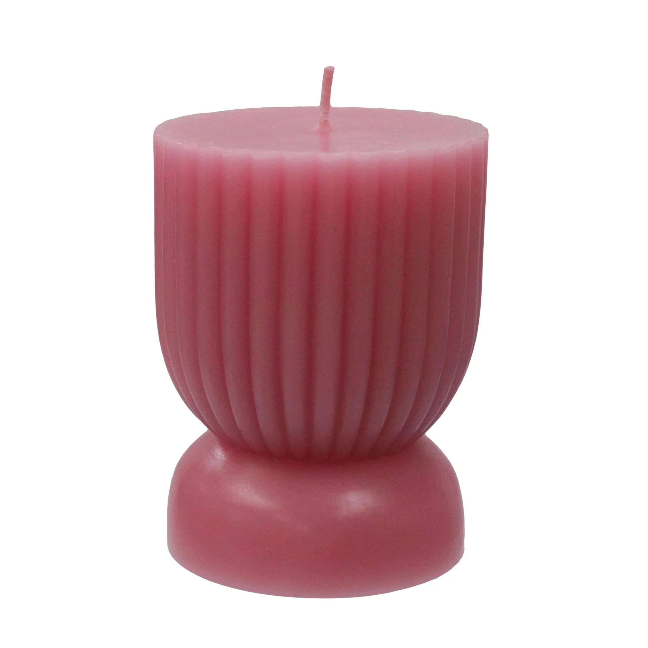 Better Homes & Gardens Unscented Ribbed Pillar Candle, 3x4 inches, Pink | Walmart (US)