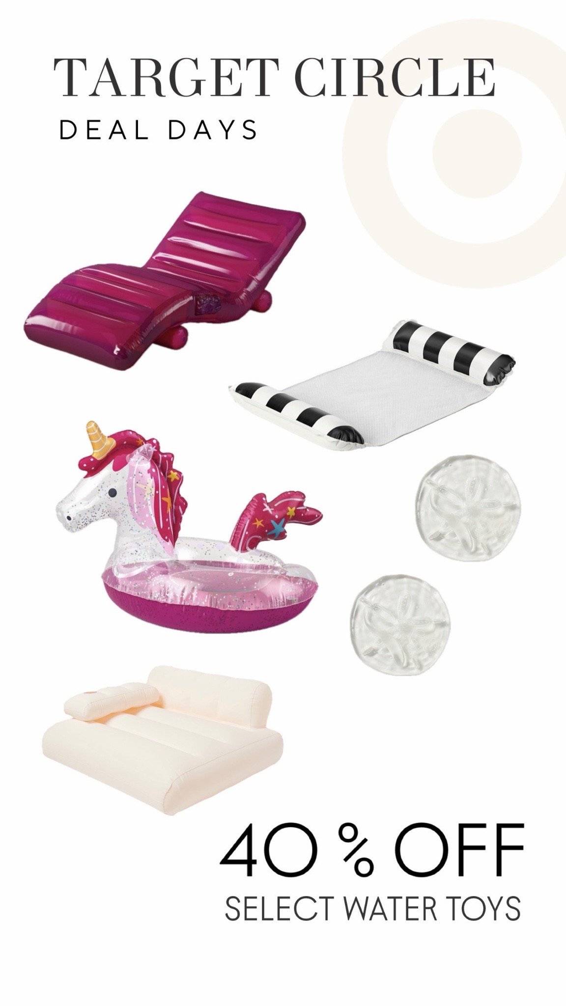 40% OFF SELECT WATER TOYS AT TARGET! 🤍

#LTKdayinmylife #LTKmomlife #LTKTravel