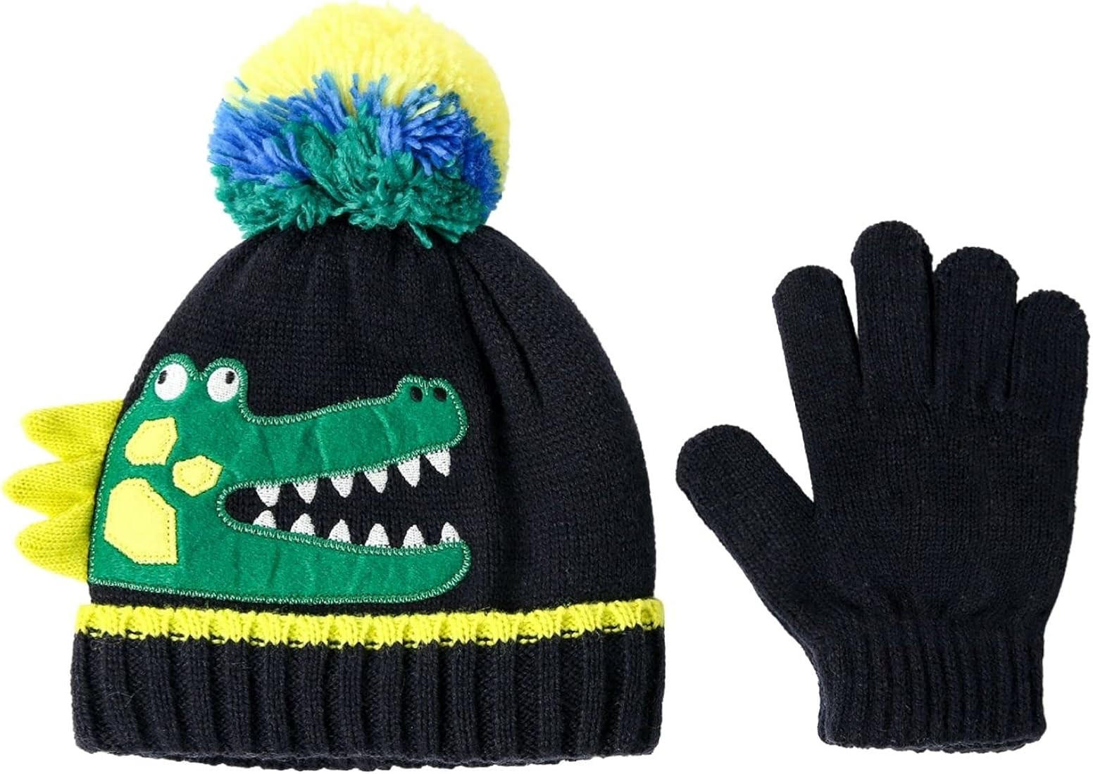 accsa Toddler Kids Boy Knit Winter Beanie Hat & Glove Set Dino Monster Crocodile | Amazon (US)