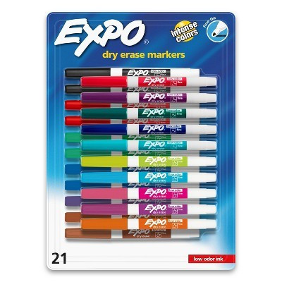 Expo 21pk Dry Erase Markers Fine Tip Multicolored: Whiteboard & Thin Markers for Dry Erase Board, Art & Office Use | Target