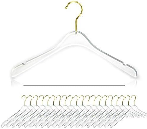 uyoyous 20Pack Acrylic Hangers Clear Acrylic Clothes Hangers with Swivel Golden Chrome Hook Crys... | Amazon (US)