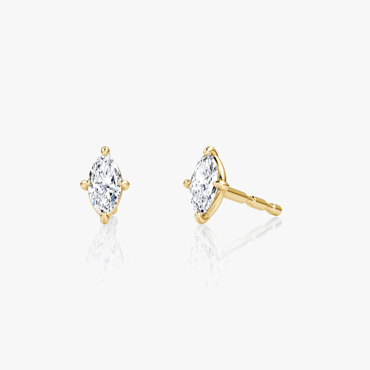 Petite Solitaire Studs in 14k Yellow Gold | Marquise Cut VRAI Created Diamond Per Stud | Vrai and Oro