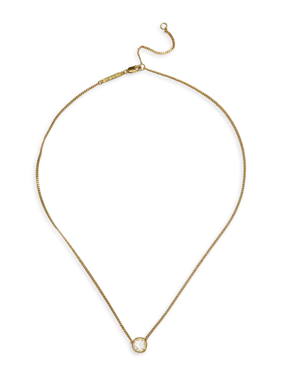 Alexis Bittar Asterales 14K-Gold-Plated &amp; Cubic Zirconia Solitaire Pendant Necklace | Saks Fi... | Saks Fifth Avenue