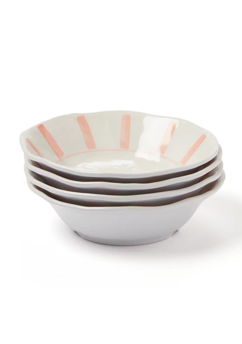 Set of 4 Striped Melamine Salad Bowls | Belk