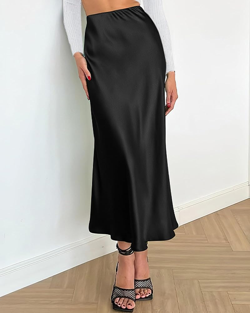 Maxi Midi Satin Skirt | Amazon (US)