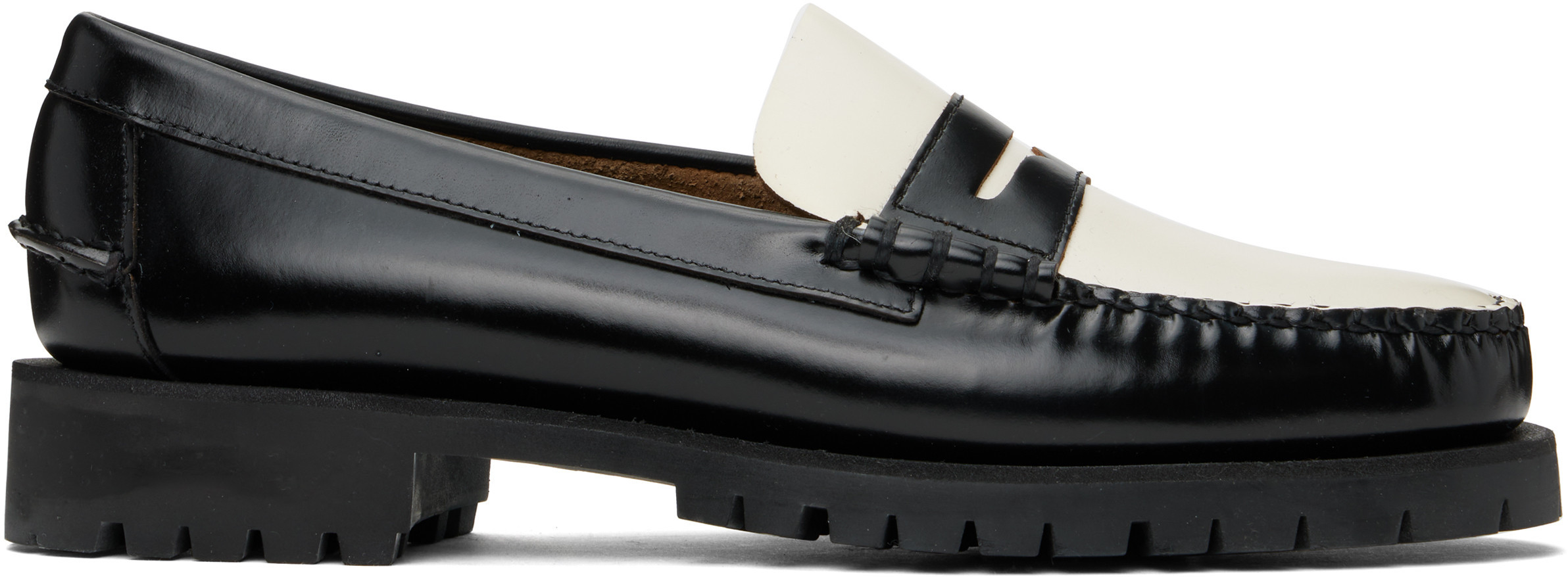 Sebago Black & White Dan Lug Loafers | SSENSE