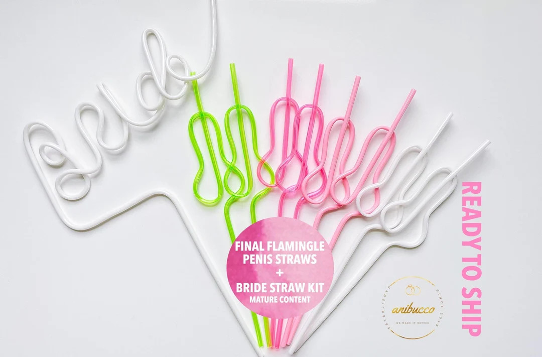 Final Flamingle Theme Swirly Penis Straws bride Straw - Etsy | Etsy (US)
