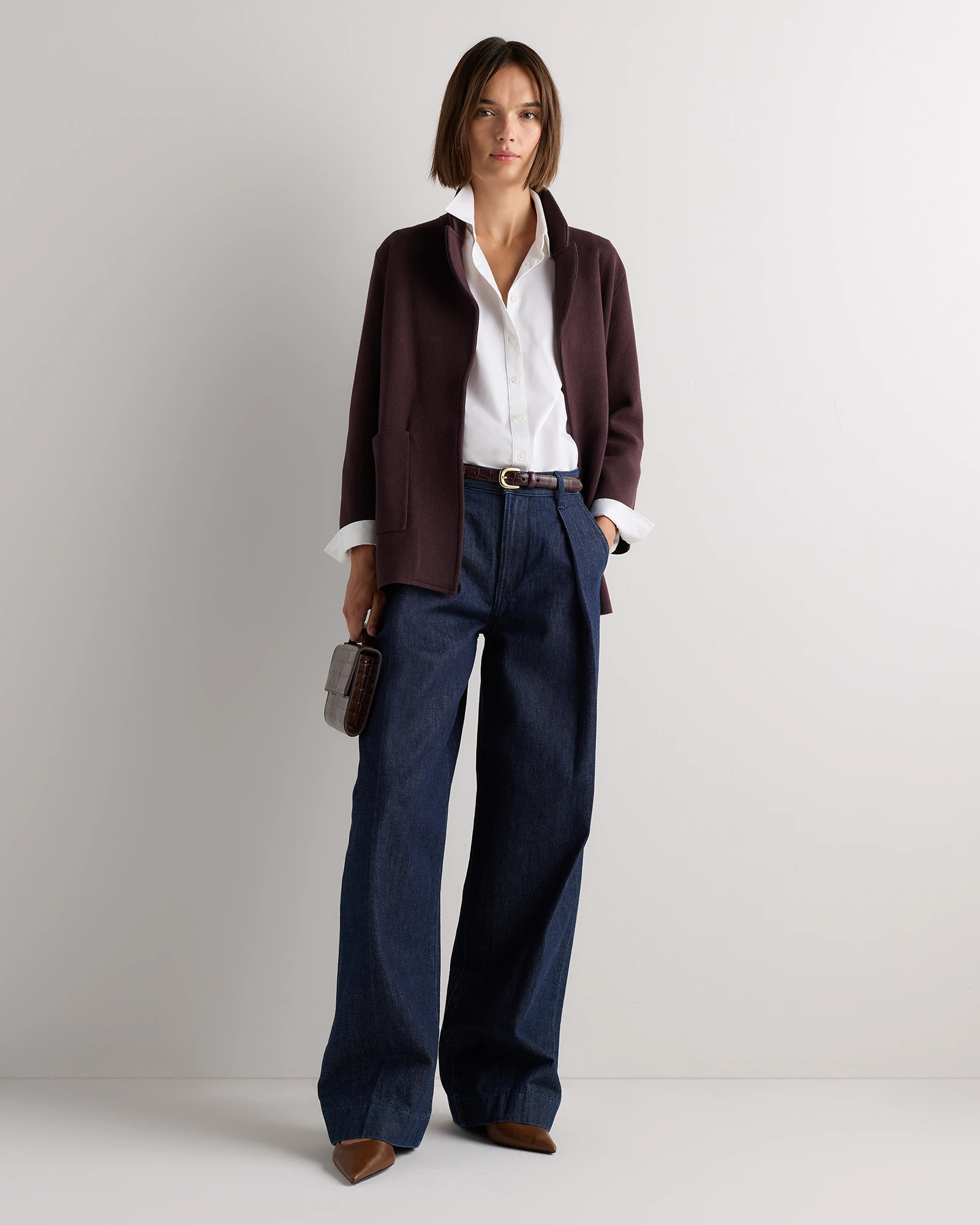 Quince | Women's Knit Blazer in Camel, Size Large, Organic Cotton | Quince