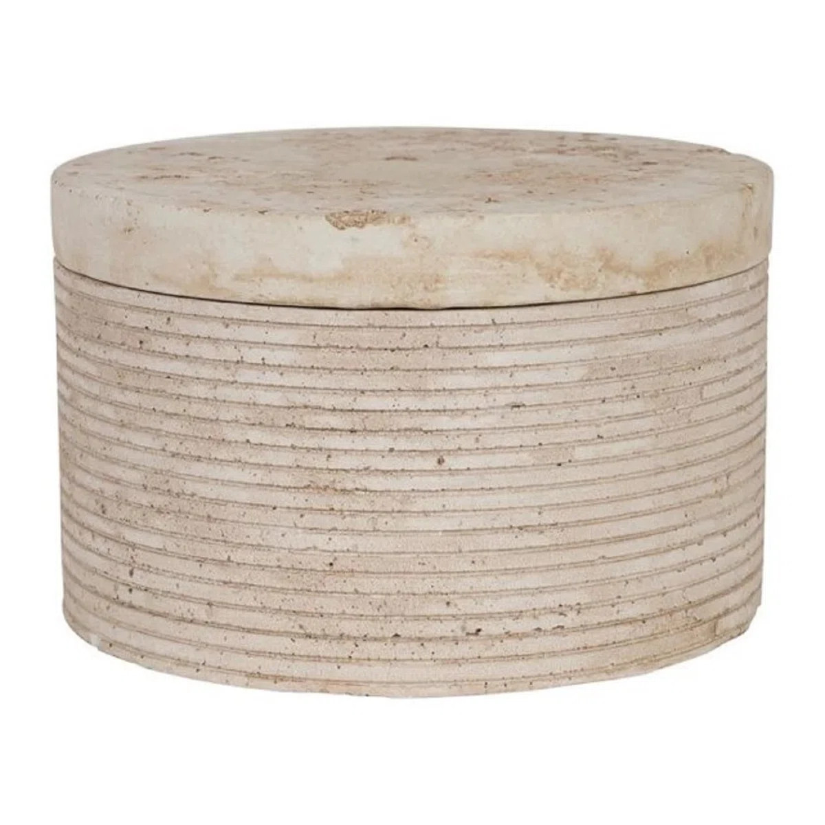 Travertine Large Round Box Cream | Joss & Main