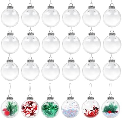 Aodaer 24 Pieces 3.15 Inch Christmas Clear Plastic Fillable Ornament Balls with Lid and Rope Tran... | Amazon (US)
