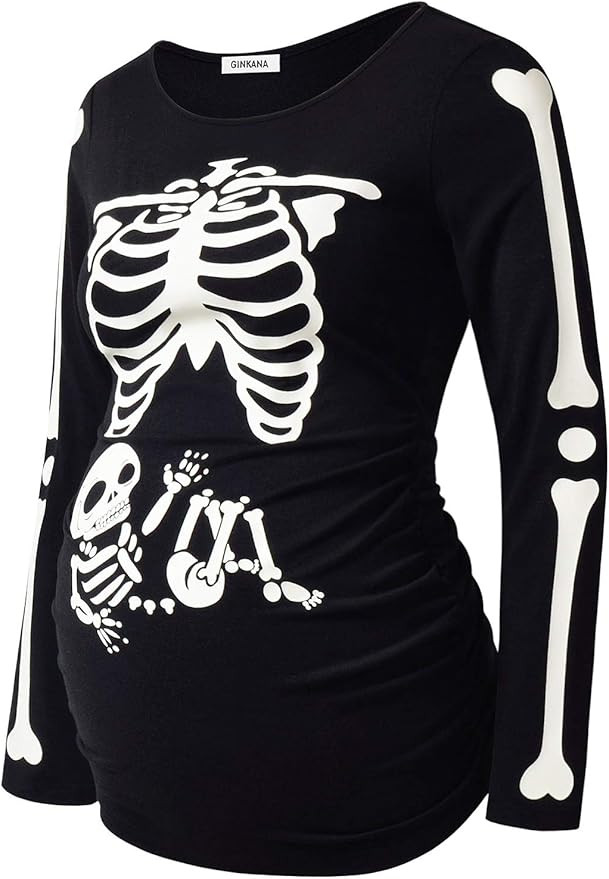 GINKANA Women's Baseball Crew Neck Flower Raglan Sleeve Maternity T-Shirt Top Pregnancy Shirt | Amazon (US)