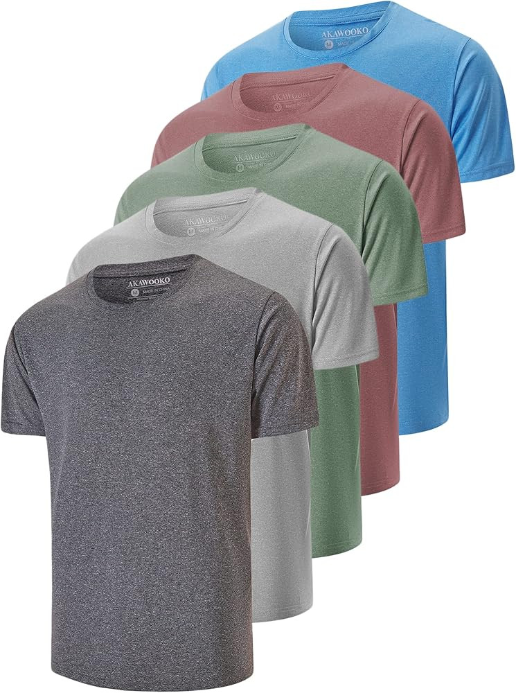 5 Pack Men's Dry Fit T Shirts Athletic Running Gym Workout Short Sleeve Tee Shirts for Men | Amazon (US)