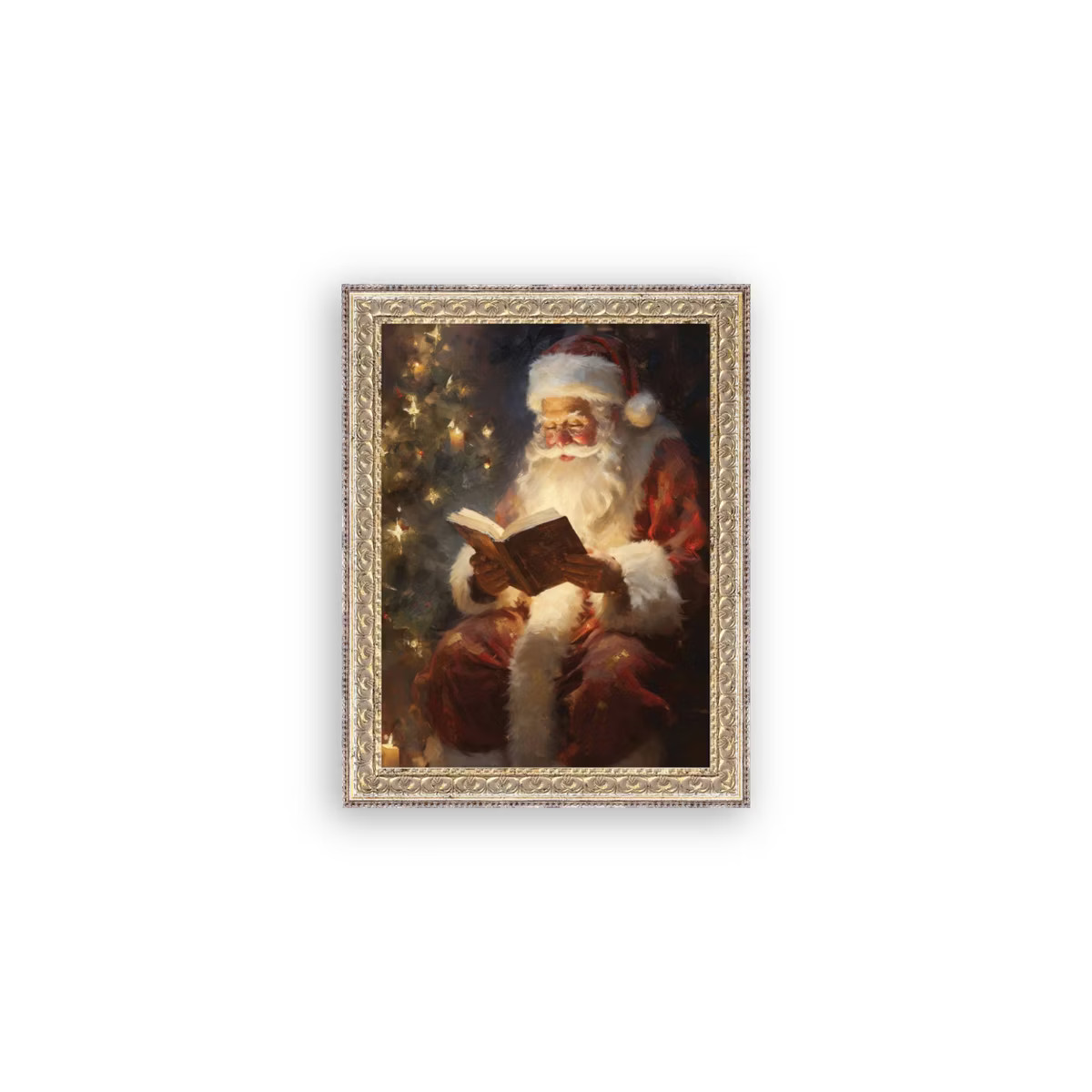 Petal Lane 12"x16" Classic Santa Fancy Gold Framed Art | Target