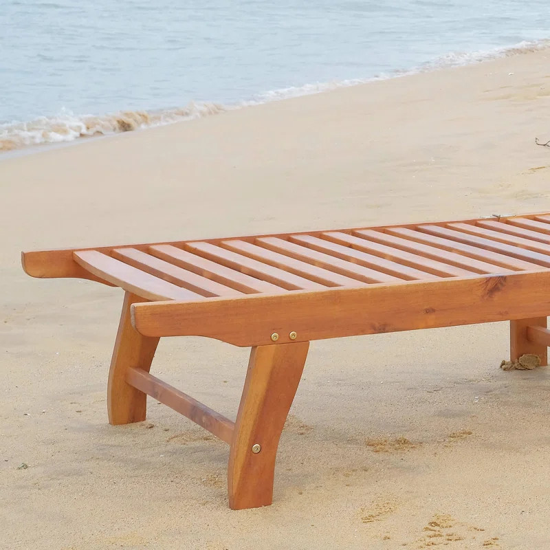 Aurelius Folding Chaise Lounge Chair Recliner with Wheels, Acacia Wood Frame - Teak Colo | Wayfair North America