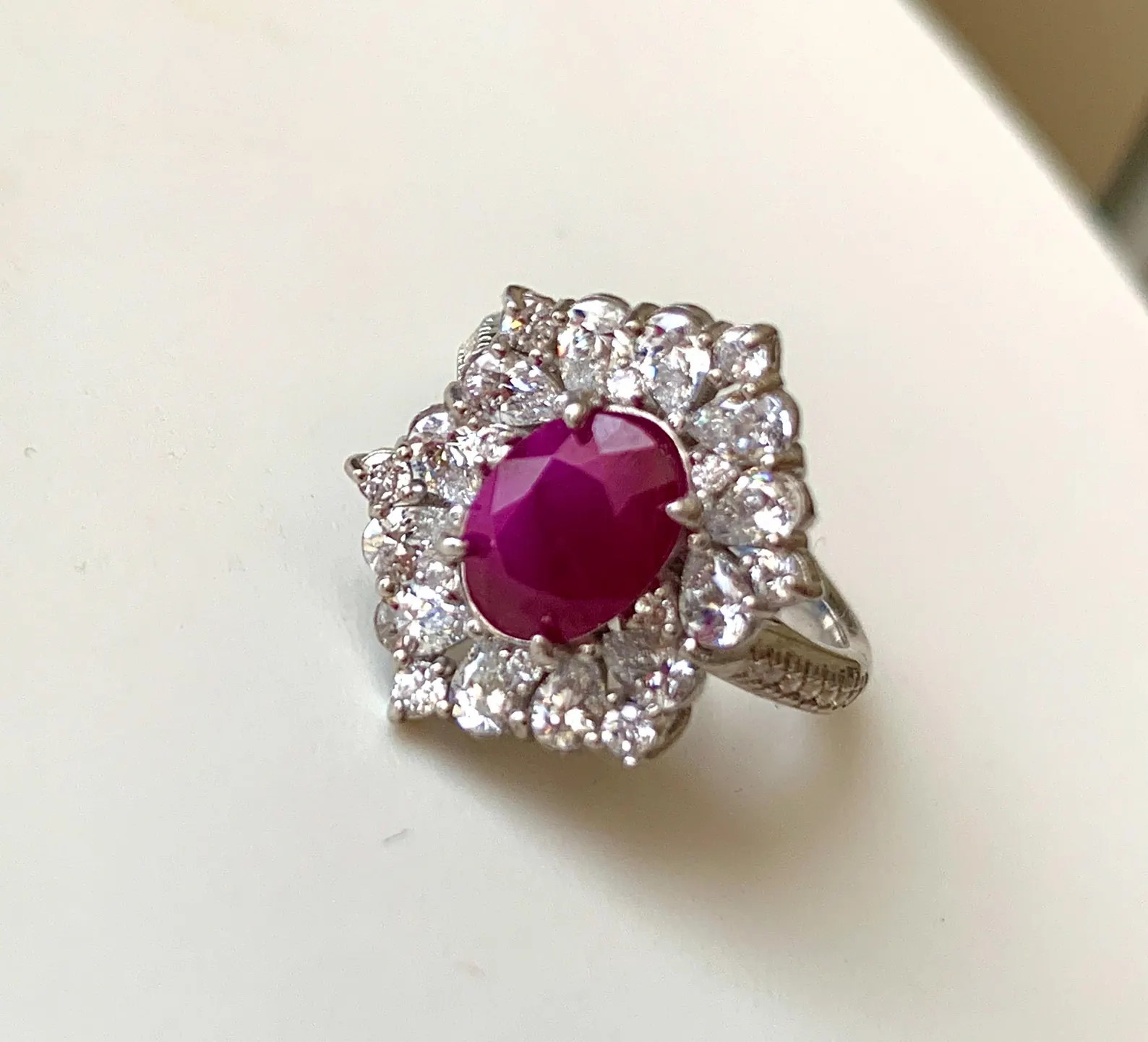 Gorgeous Vintage-style Ruby and Diamond Cocktail Ring - 925 Silver 18K Plated - Etsy | Etsy (US)