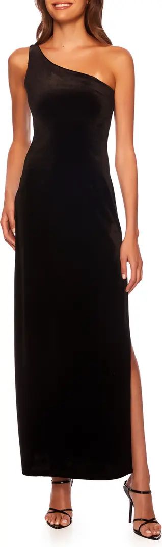 One-Shoulder Stretch Velvet Gown | Nordstrom