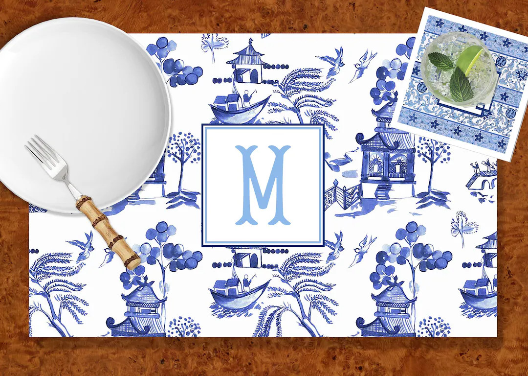 Blue Willow Placemats - tear-away pad of 24 | Etsy (US)