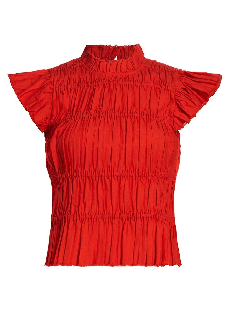 Greir Pleated Flutter-Sleeve Top | Saks Fifth Avenue