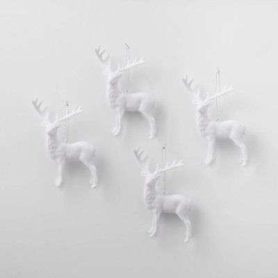 4ct Flocked Deer Christmas Ornament Set White - Wondershop™ | Target