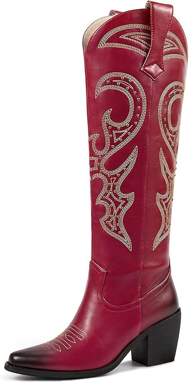 wetkiss Cowboy Boots for Women Knee High, Cowgirl Boots Women Rhinestone Comfort Fashion Tall Spa... | Amazon (US)