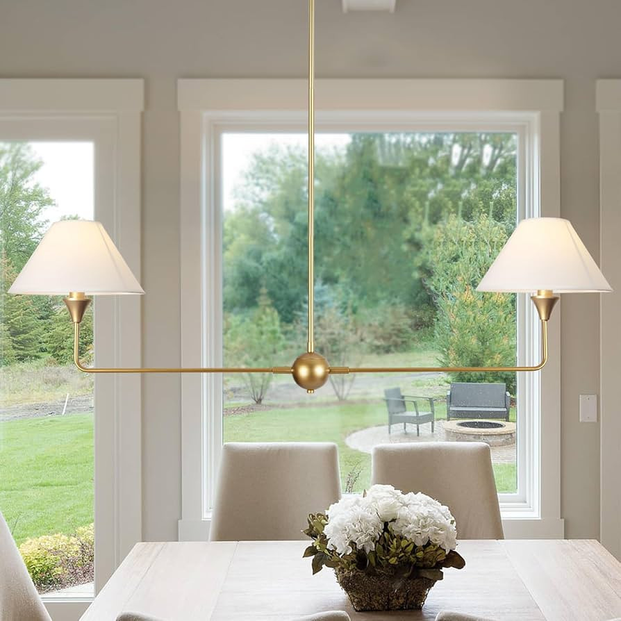 HuisMier Modern Linear Chandelier for Dining Room, 2-Light Gold Linear Kitchen Island Lighting wi... | Amazon (CA)