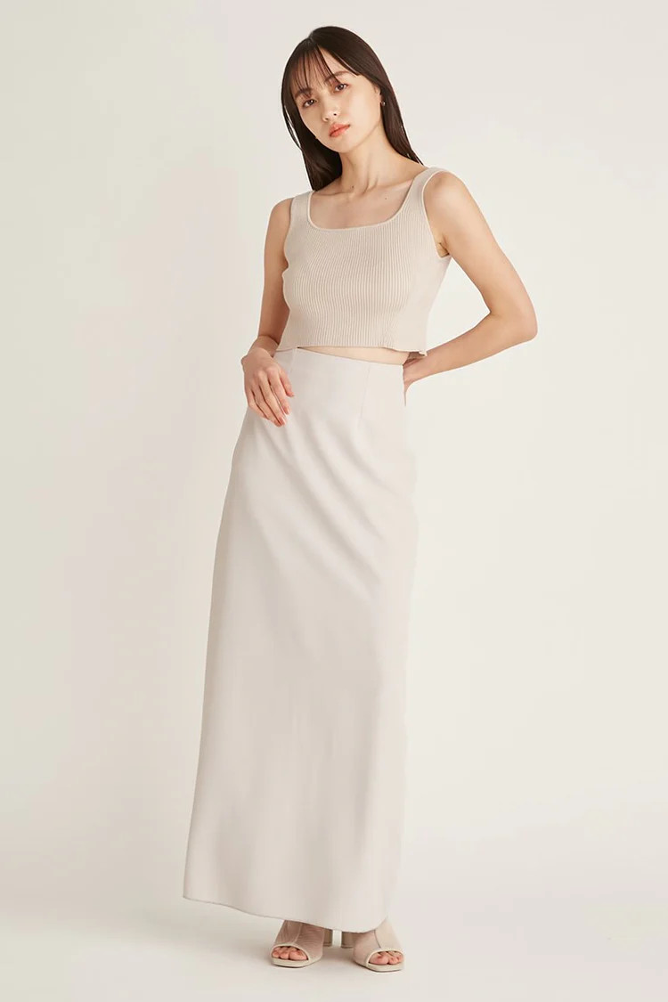 Knit Crop Top x Maxi Skirt Set | SNIDEL