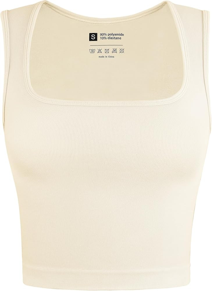 OLCHEE Womens Ribbed Crop Tank Tops Seamless Square Neck Sleeveless Cropped Shirts 2024 Summer Tr... | Amazon (US)